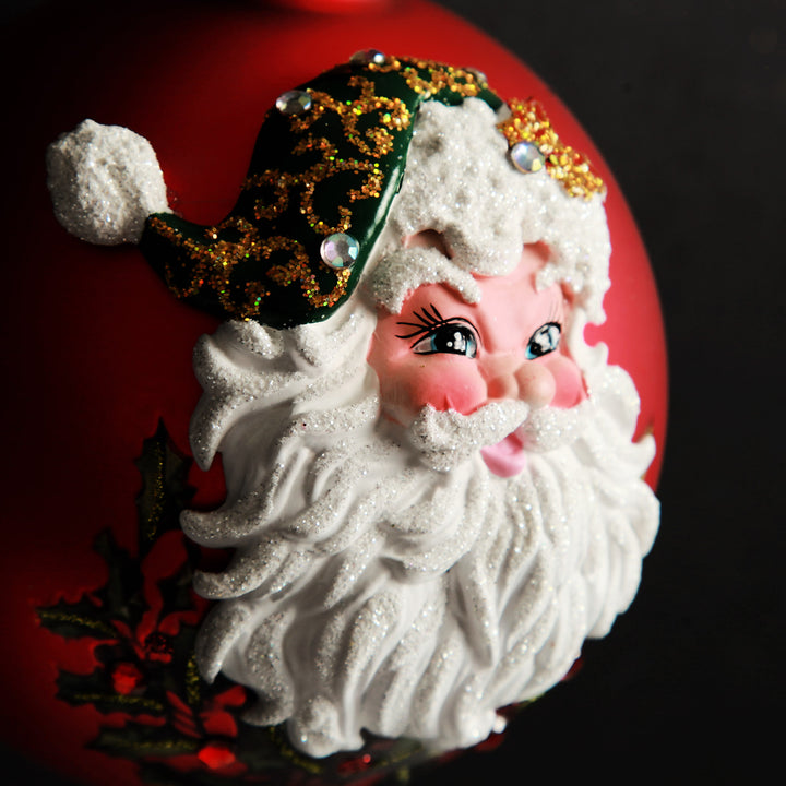 Red Glass 3D Santa Christmas Bauble