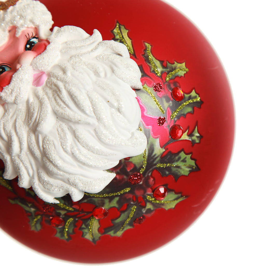 Red Glass 3D Santa Christmas Bauble