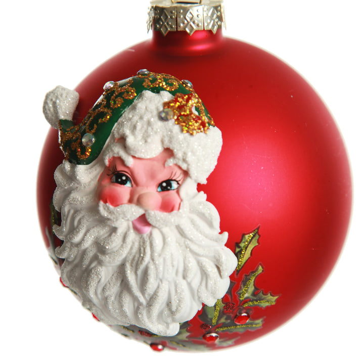 Red Glass 3D Santa Christmas Bauble