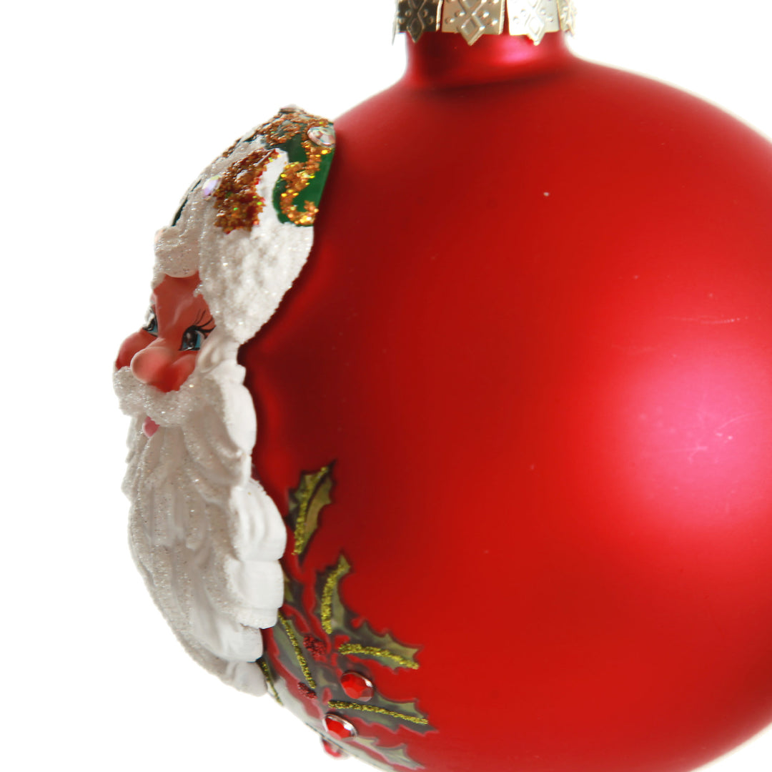 Red Glass 3D Santa Christmas Bauble