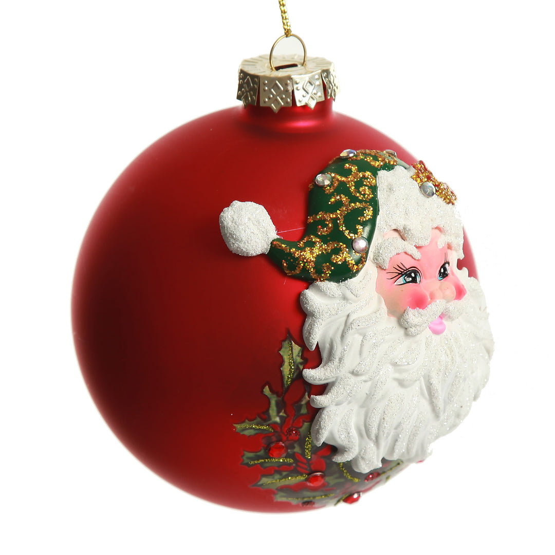 Red Glass 3D Santa Christmas Bauble