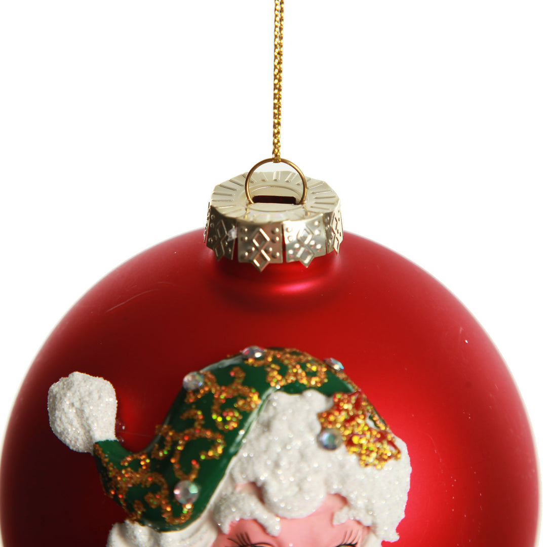 Red Glass 3D Santa Christmas Bauble