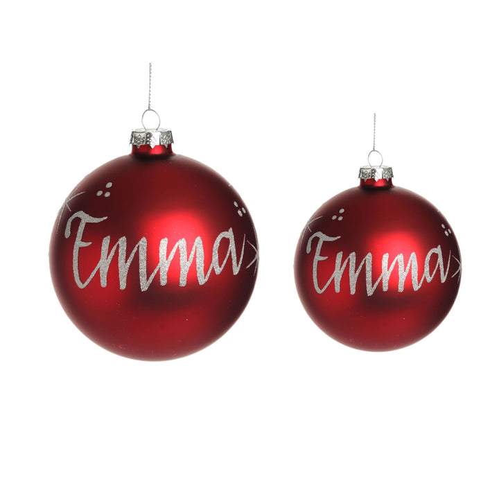 Red Glass Personalised Christmas Bauble 2 size baubles