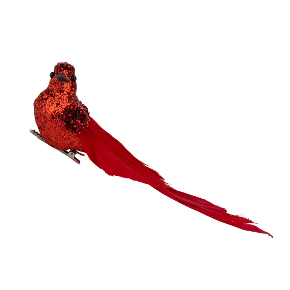 Red Glitter Bird Clip - Set of 2