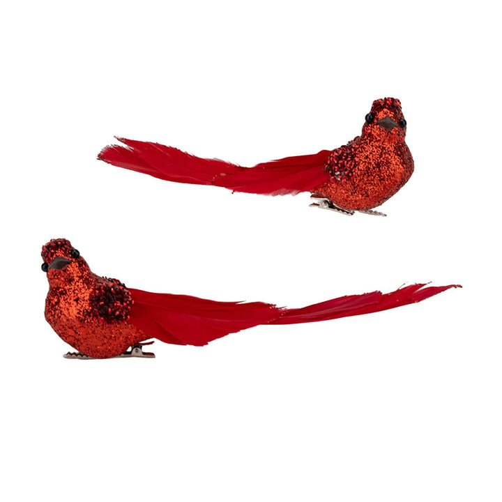 Red Glitter Bird Clip - Set of 2
