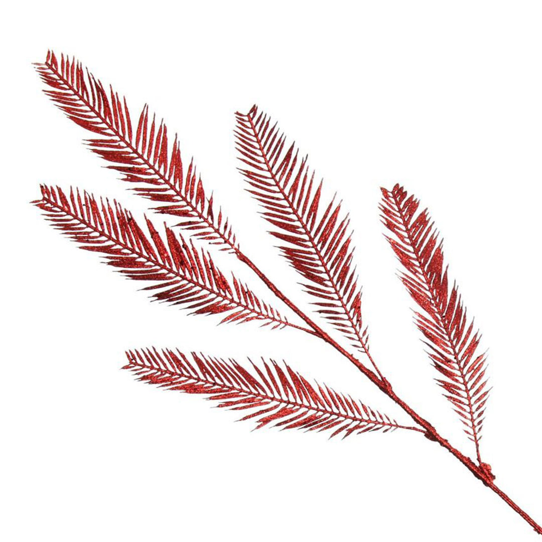 Red Glitter Feather Spray
