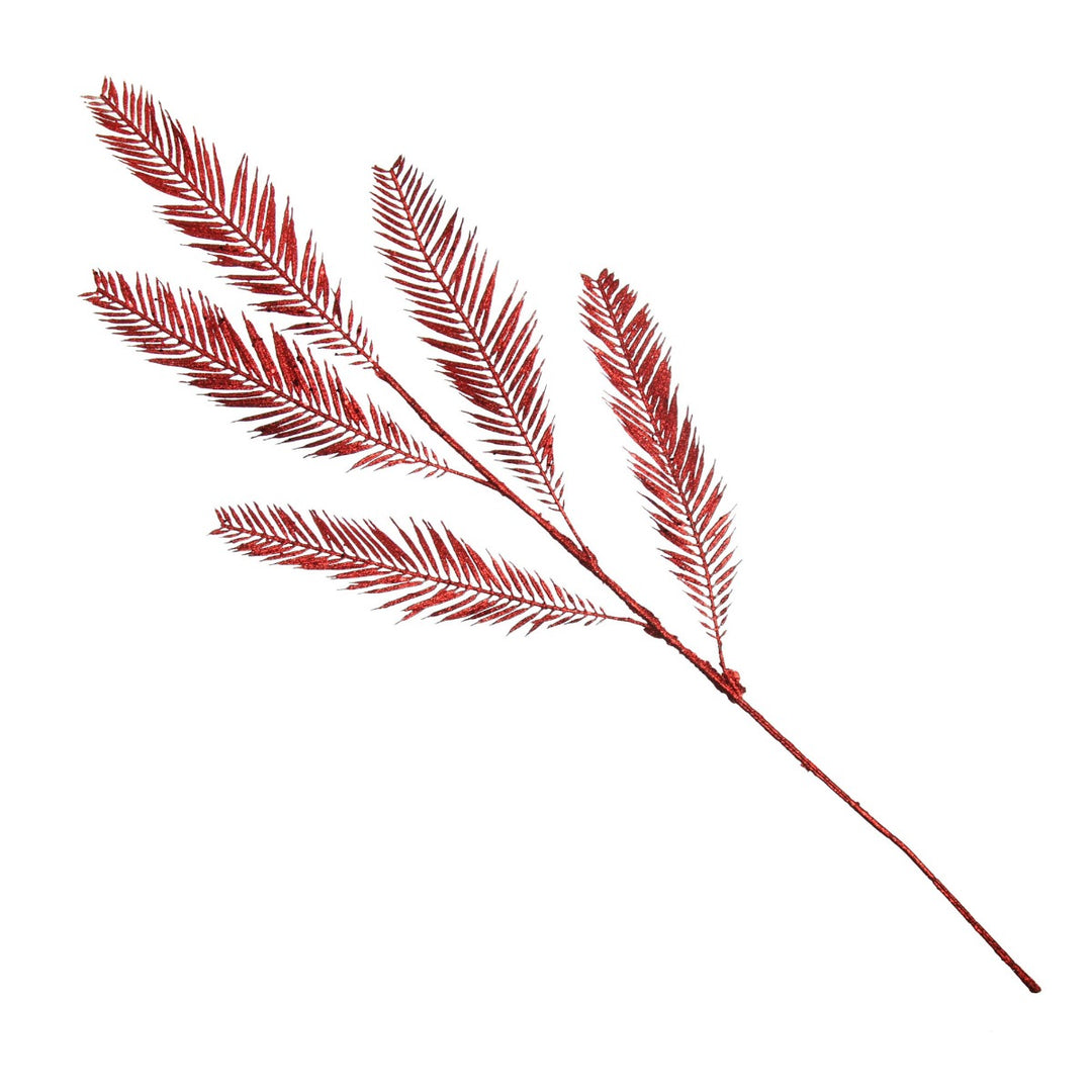 Red Glitter Feather Spray
