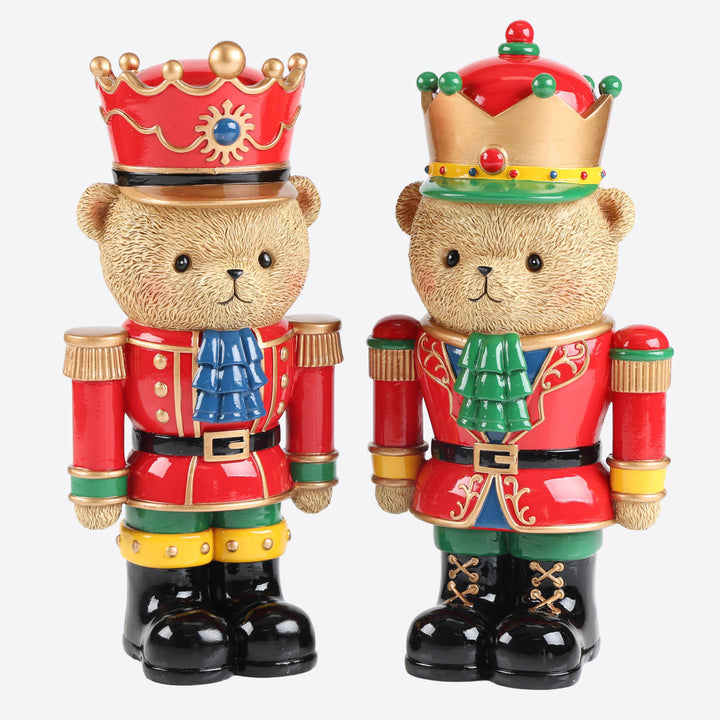Gold Whimsical Crown Christmas Bear Nutcracker Ornament -26cm