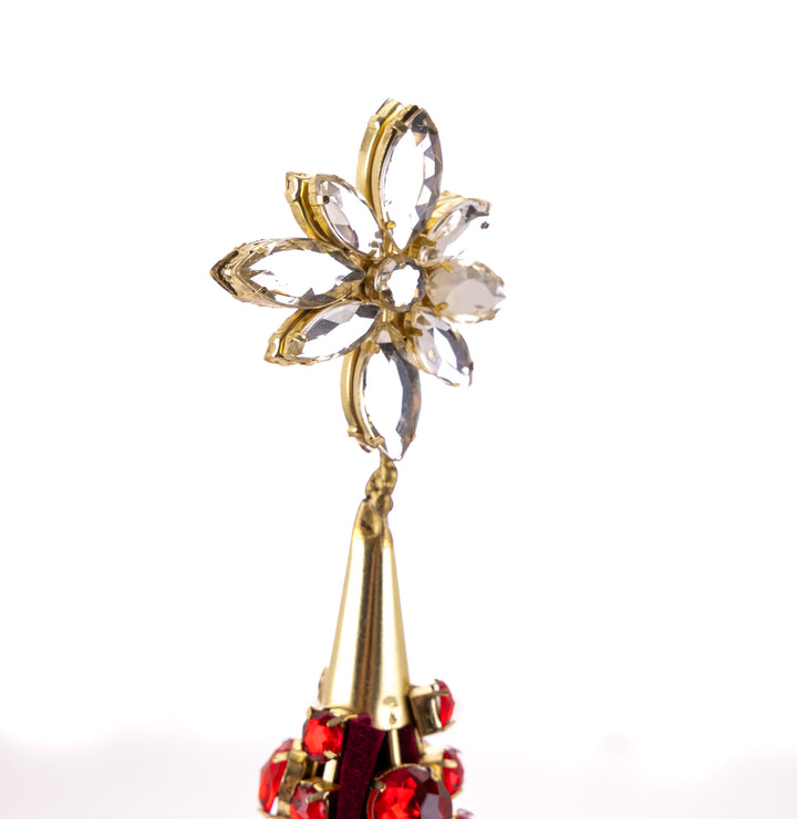 Red &amp; Gold Jewelled Table Top Christmas Tree