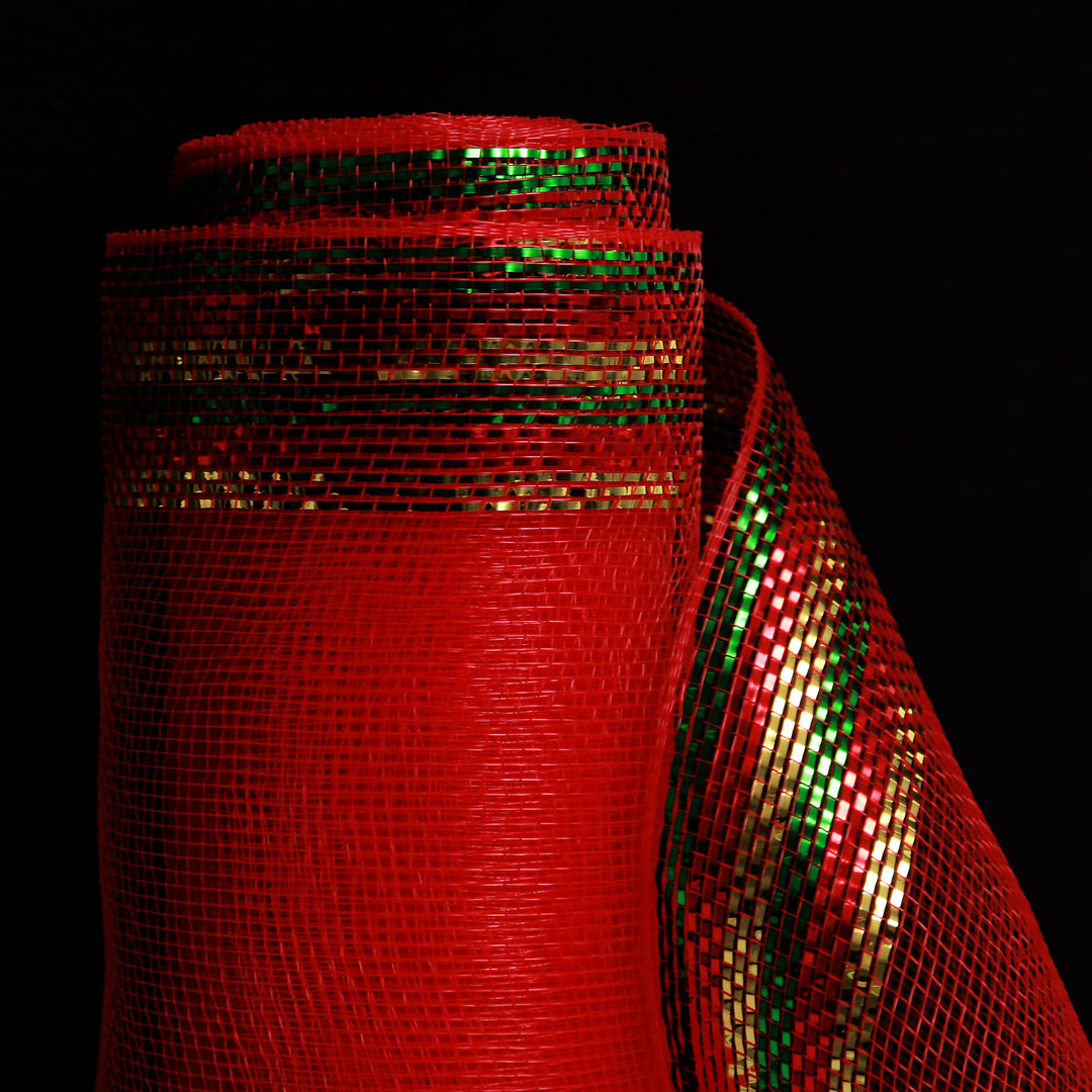 Red Green and Gold Edge Decomesh Roll