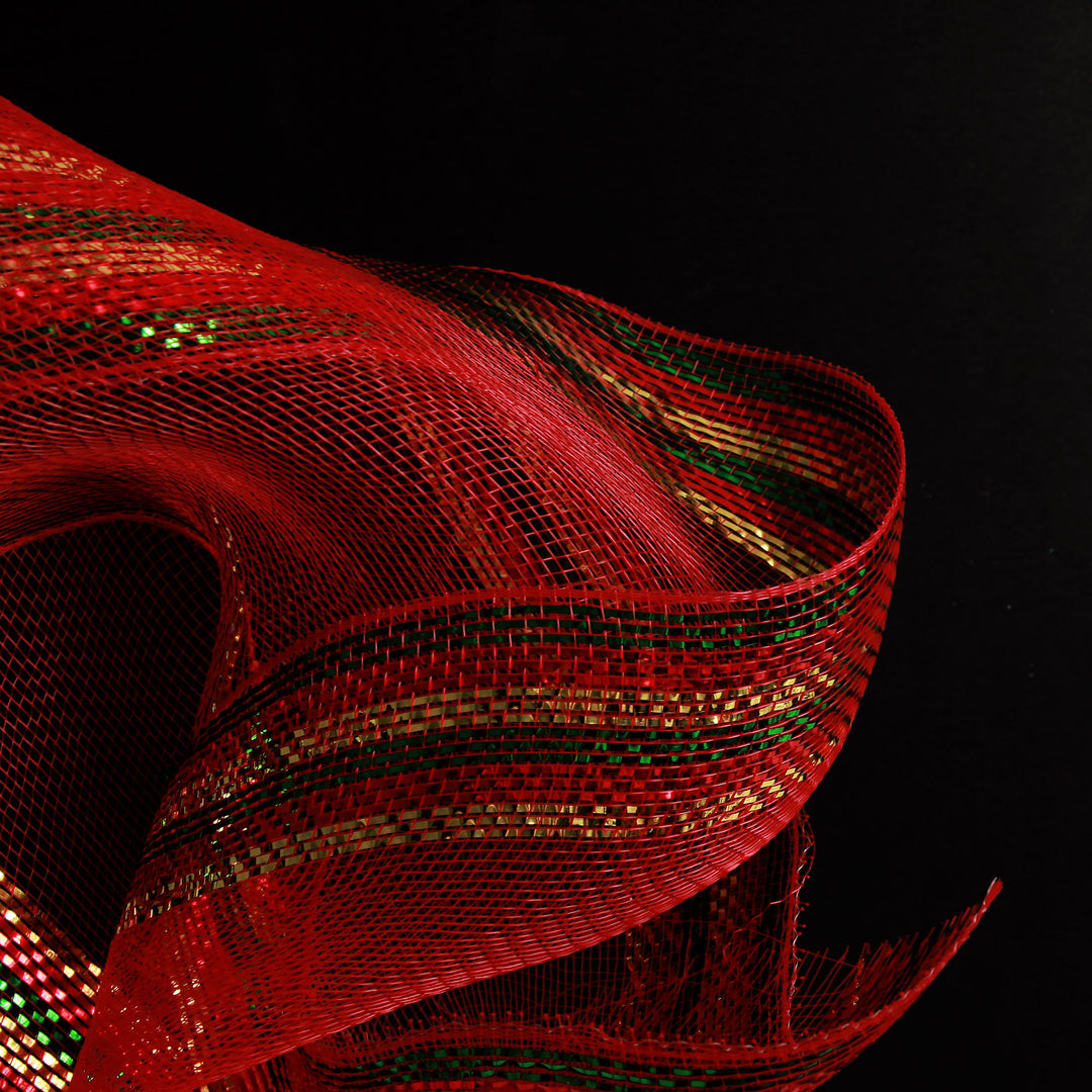 Red Green and Gold Edge Decomesh Roll
