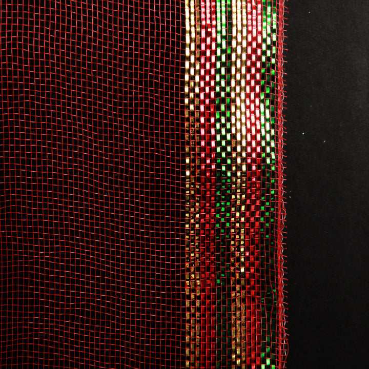Red Green and Gold Edge Decomesh Roll