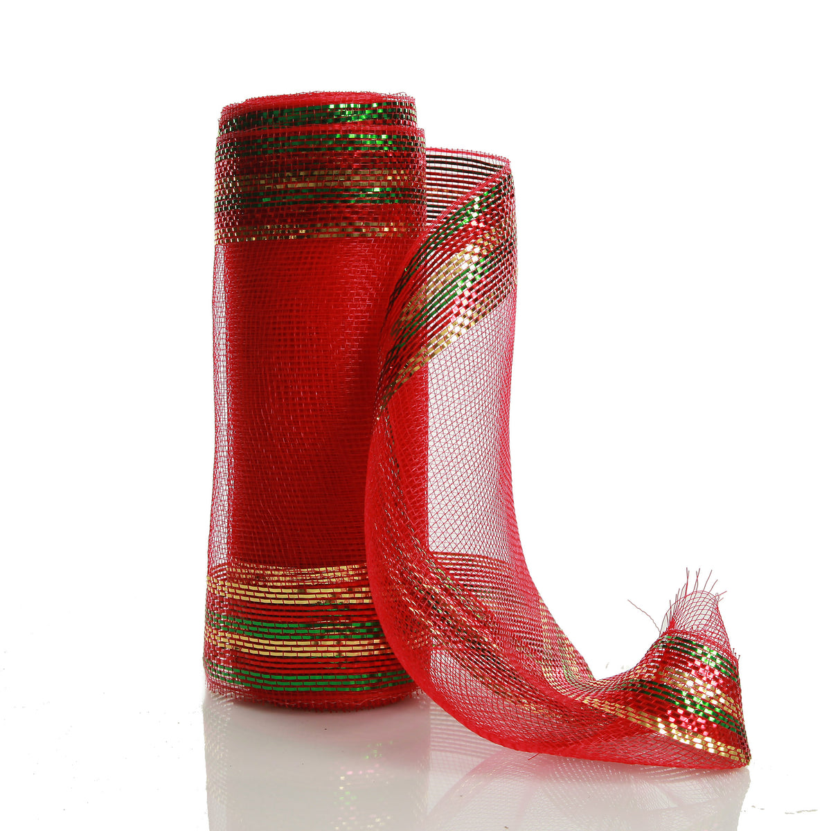 Red Green and Gold Edge Decomesh Roll