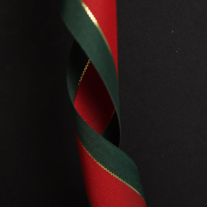 Traditional Red Green and Gold Grossgrain Wired Christmas Ribbon - 3.8cm