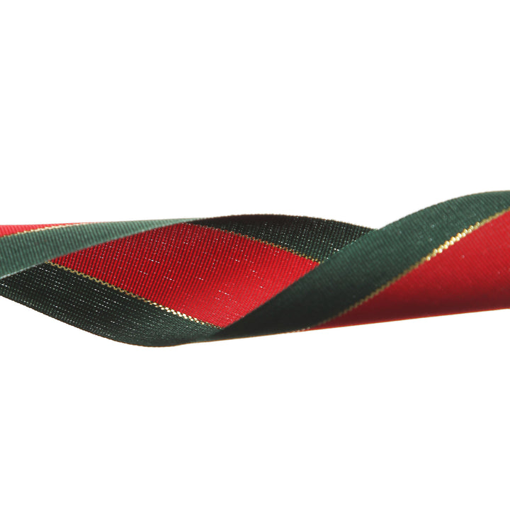 Traditional Red Green and Gold Grossgrain Wired Christmas Ribbon - 3.8cm
