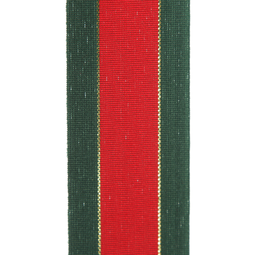 Traditional Red Green and Gold Grossgrain Wired Christmas Ribbon - 3.8cm
