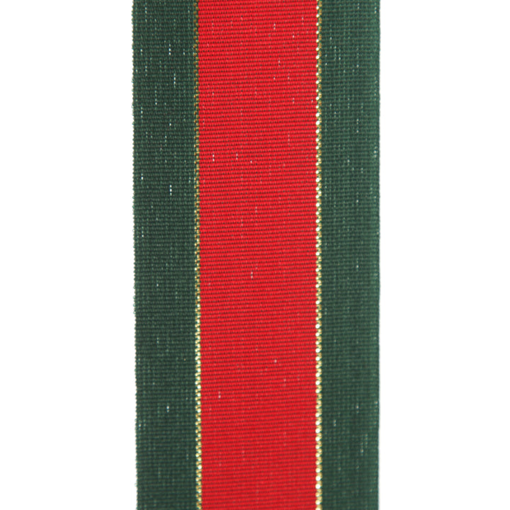 Traditional Red Green and Gold Grossgrain Wired Christmas Ribbon - 3.8cm