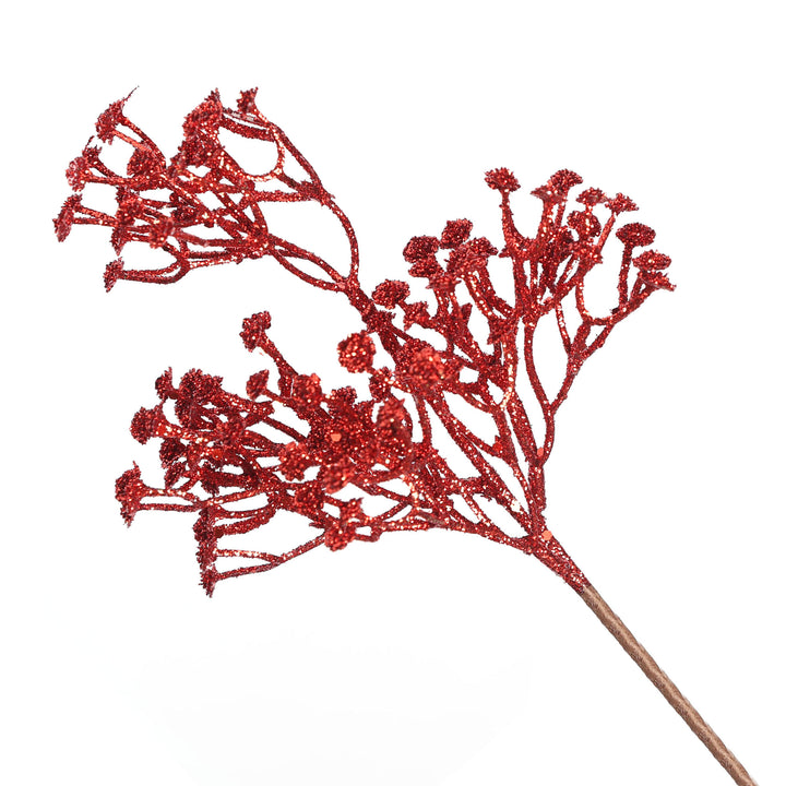Red &amp; Green Glitter Branch Christmas Pick - Set of 2