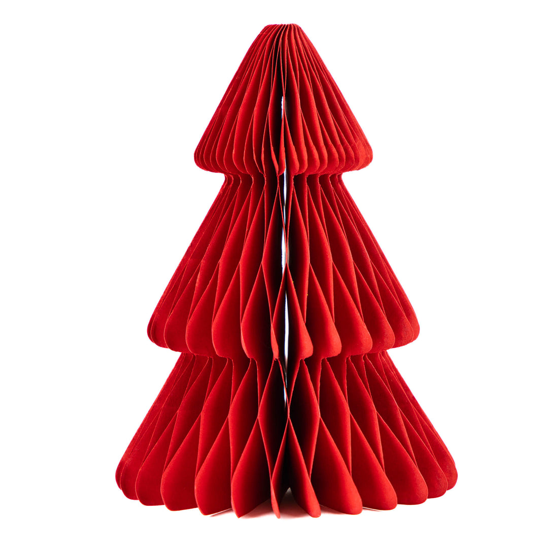 Red Honeycomb Paper Christmas Tree Small 15cm(h)