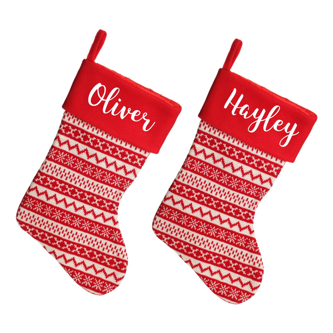 Red Knitted Christmas Stocking Bundle