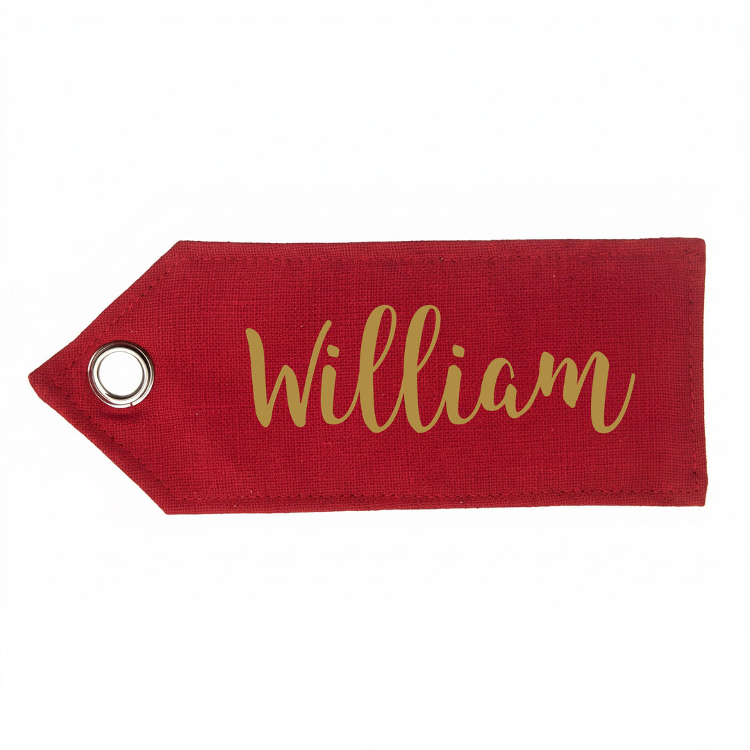 Personalised Red Linen Santa Sack Tag