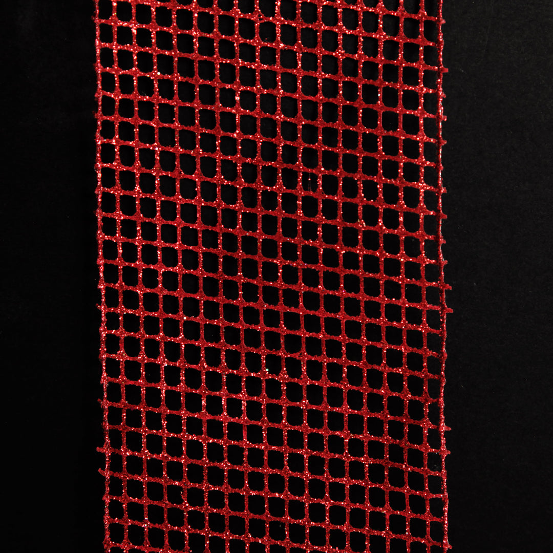 Red Mesh Wired Christmas RIbbon Garland