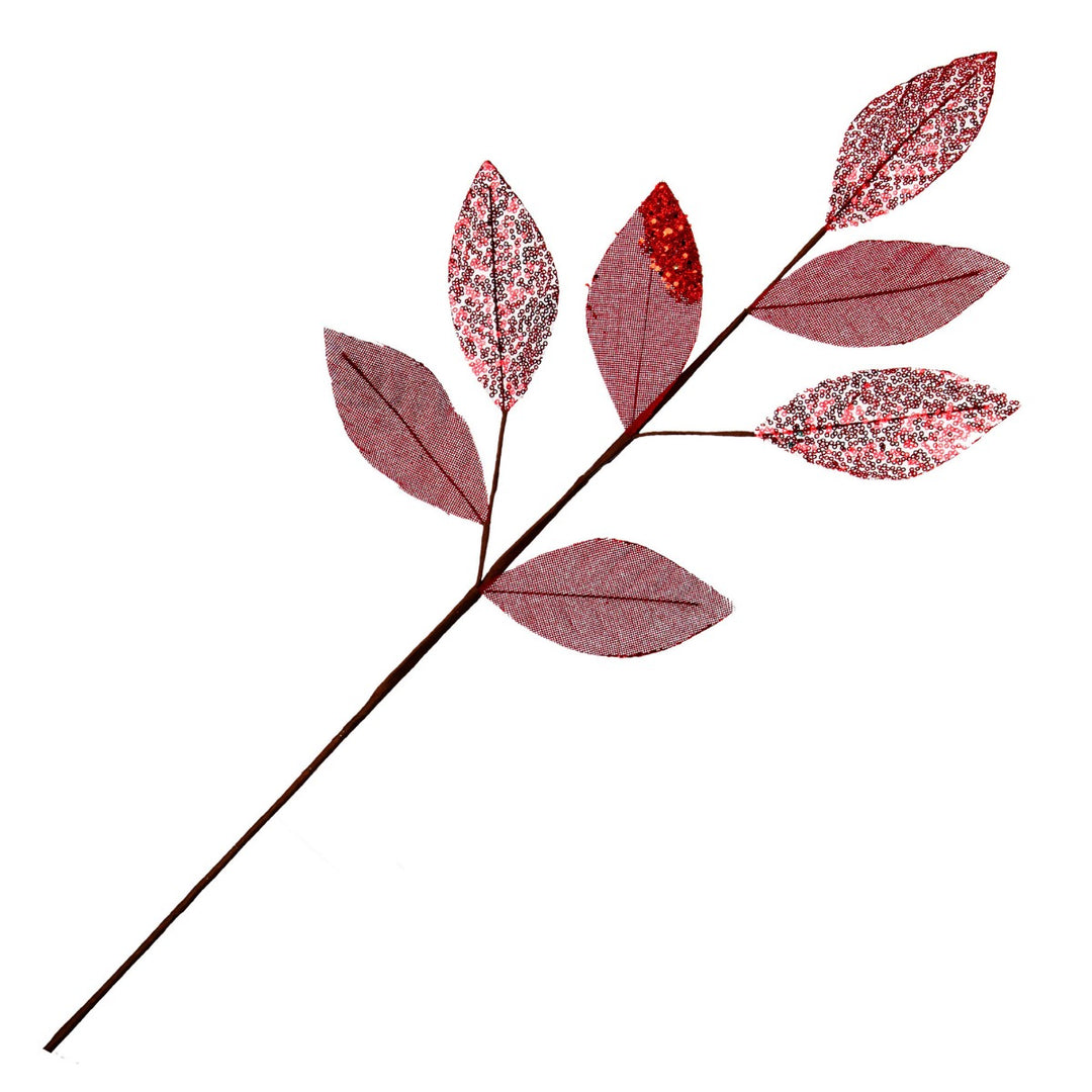 Red Mixed Leaf Burlap Sequin Spray Whole product