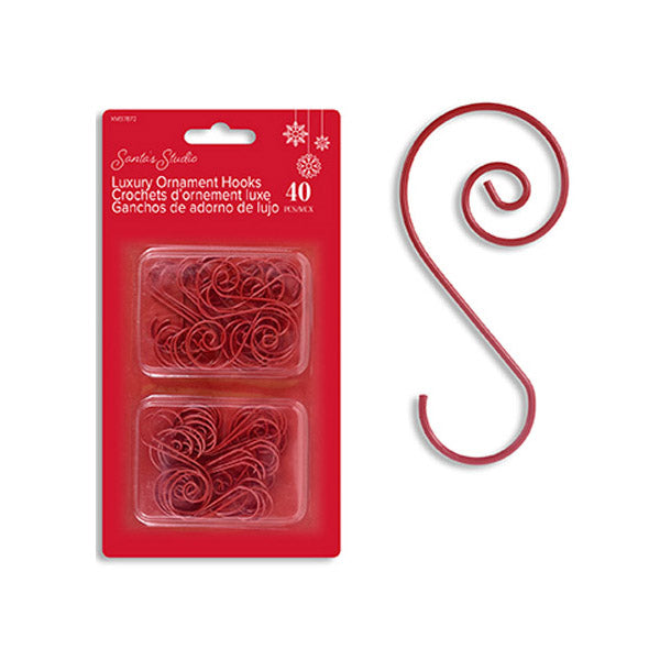 Red Ornament Hooks 4.5cm - 40pk