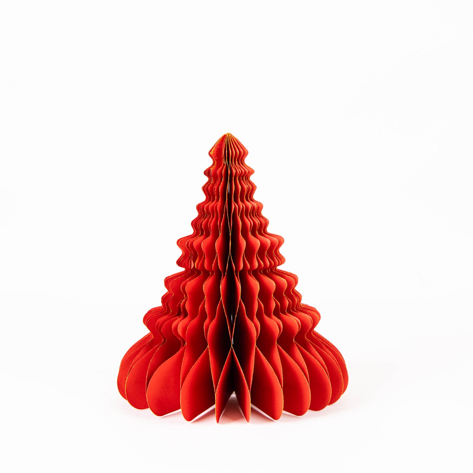 Red Paper Christmas Tree with Gold Glitter Edge Medium 24cm(h)