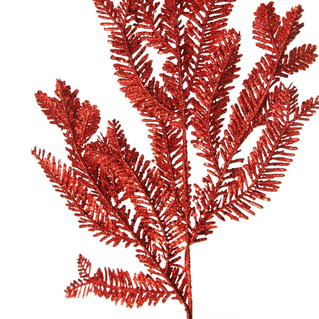 Red Glitter Pine Spray