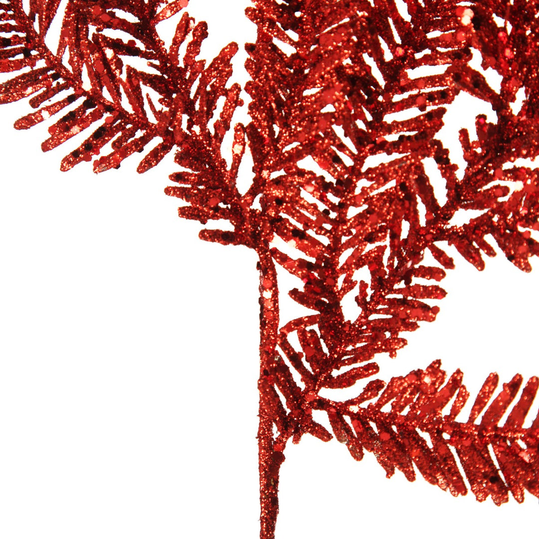 Red Glitter Pine Spray