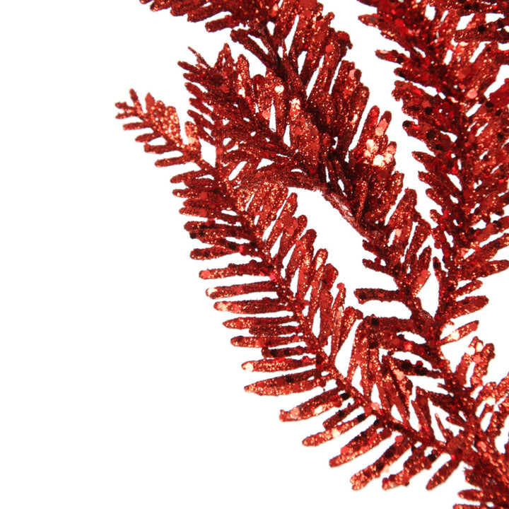 Red Glitter Pine Spray