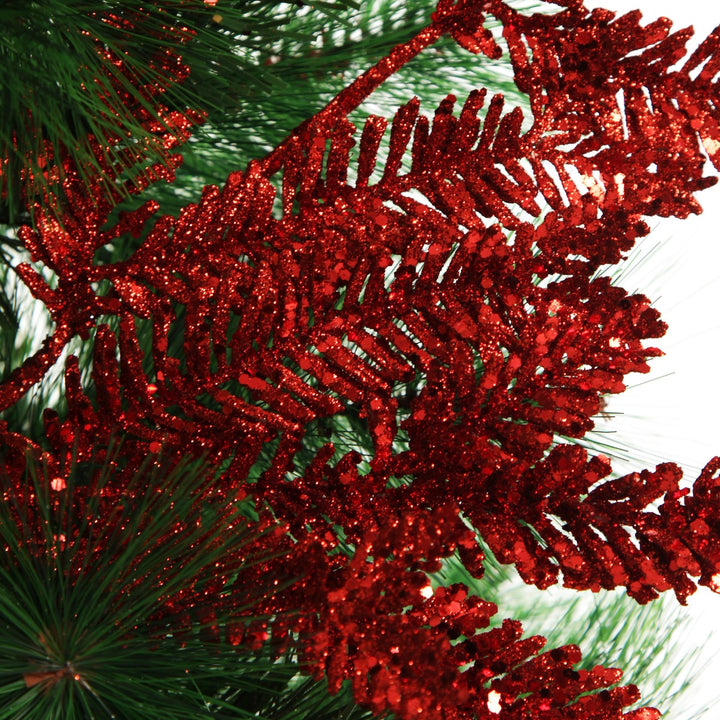 Red Glitter Pine Spray