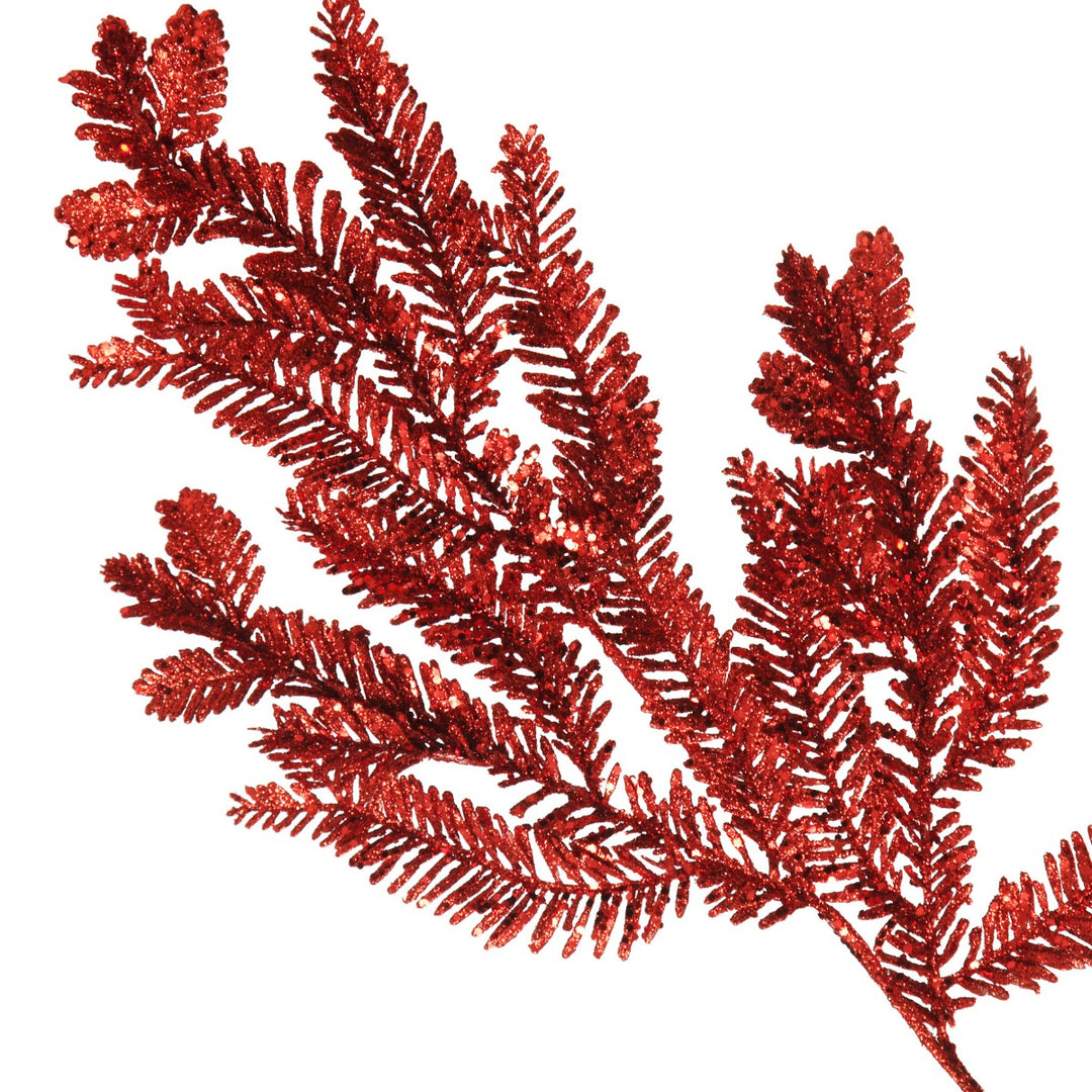 Red Glitter Pine Spray