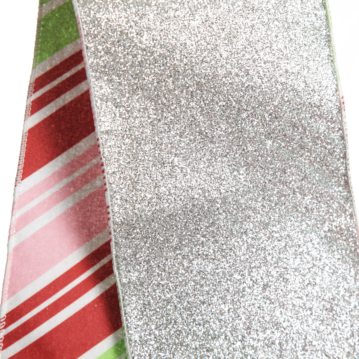 Red Pink Mint Peppermint Candy Stripe Christmas Wired Ribbon Garland