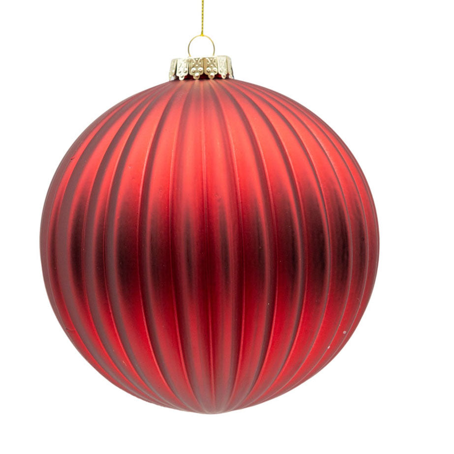 Red Ribbed Shatterproof Bauble 15cm