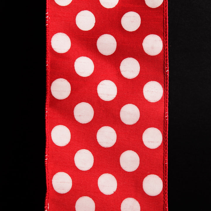 Red Satin Christmas Ribbon Garland with White Dots