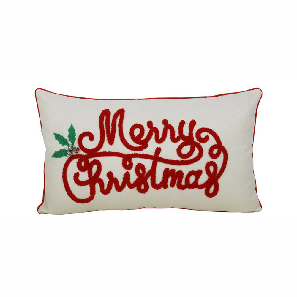 Red Script Merry Christmas Rectangular Cushion - 30x43cm