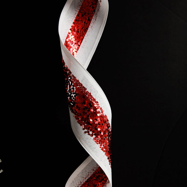 Red Sequin Wired Christmas Ribbon