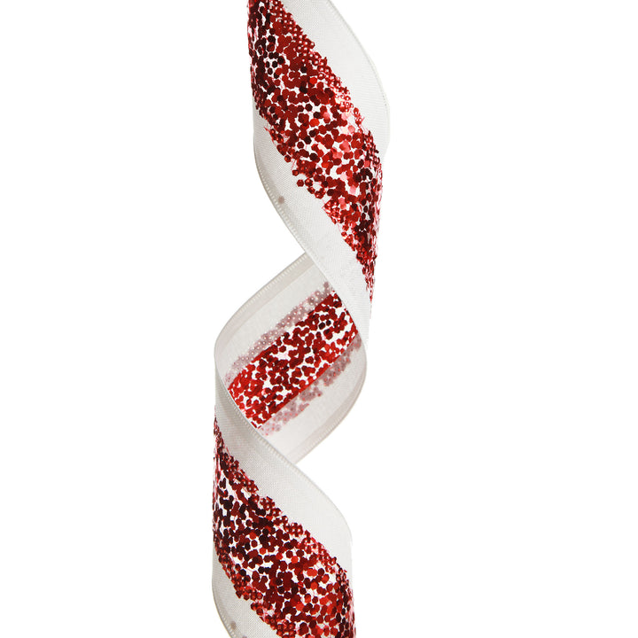 Red Sequin Wired Christmas Ribbon