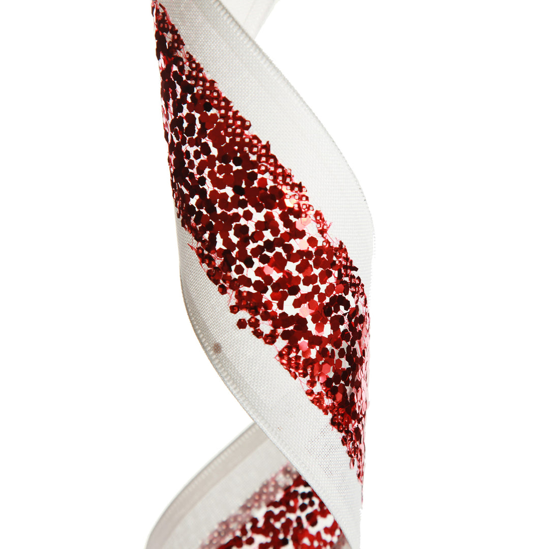 Red Sequin Wired Christmas Ribbon