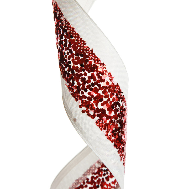 Red Sequin Wired Christmas Ribbon