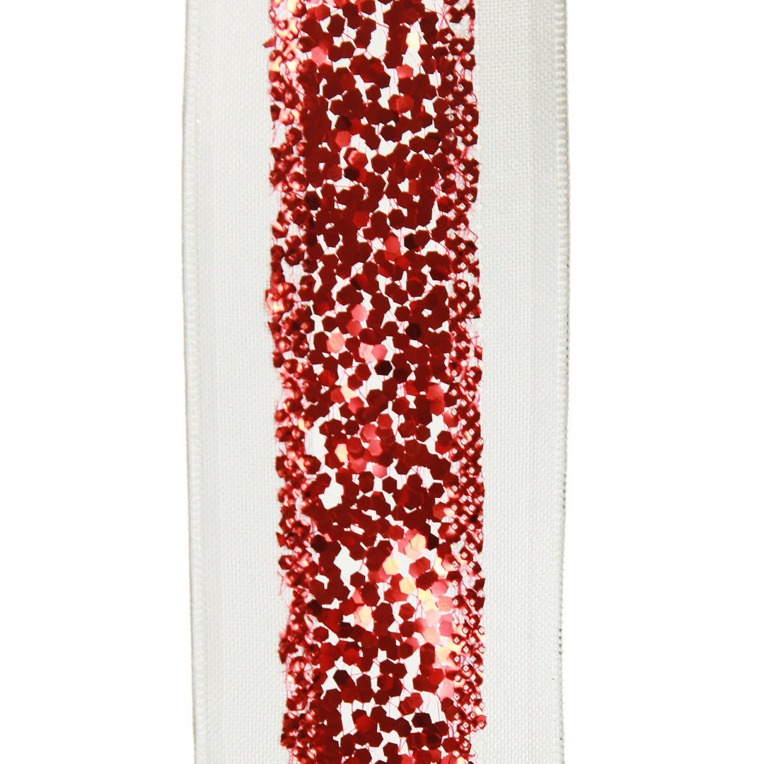 Red Sequin Wired Christmas Ribbon