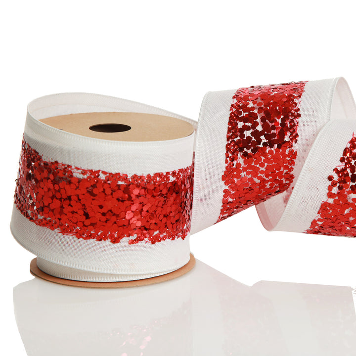 Red Sequin Wired Christmas Ribbon