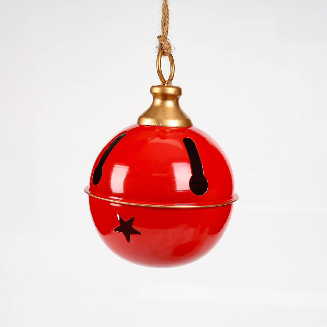 Red Sleigh Bell with Champagne Detail 12cm