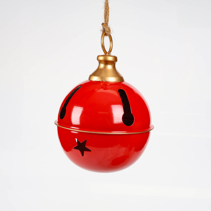 Red Sleigh Bell with Champagne Detail 12cm