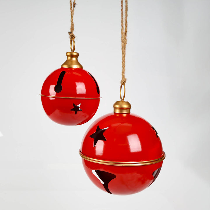 Red Sleigh Bell with Champagne Detail 12cm