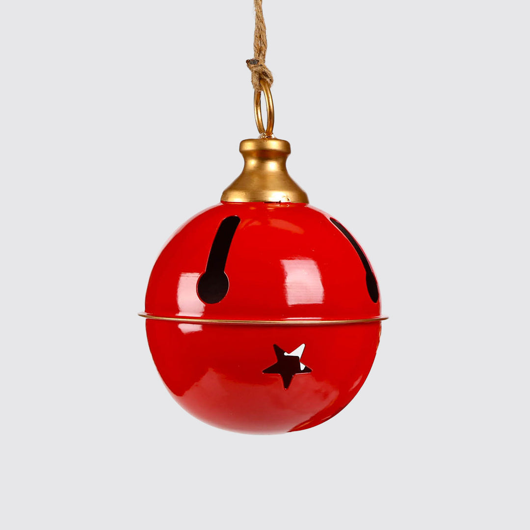Red Sleigh Bell with Champagne Detail 12cm