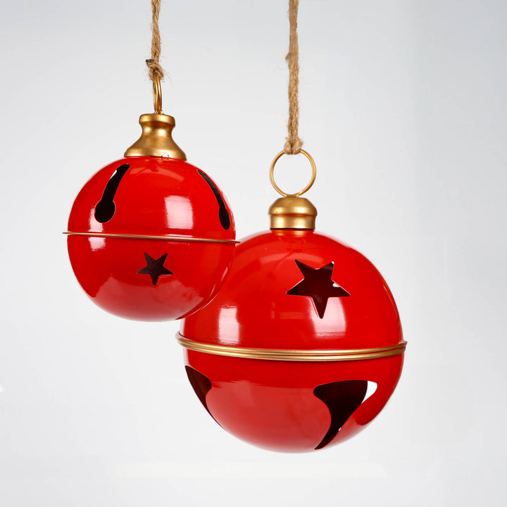 Red Sleigh Bell with Champagne Detail 12cm