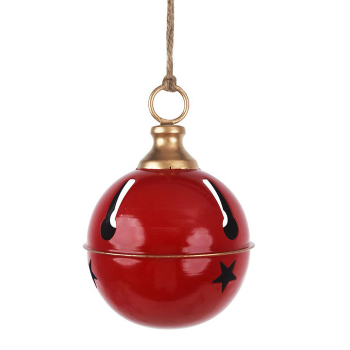 Red Sleigh Bell with Champagne Detail 12cm
